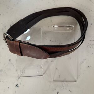 Brown Leather Braided Belt 33”